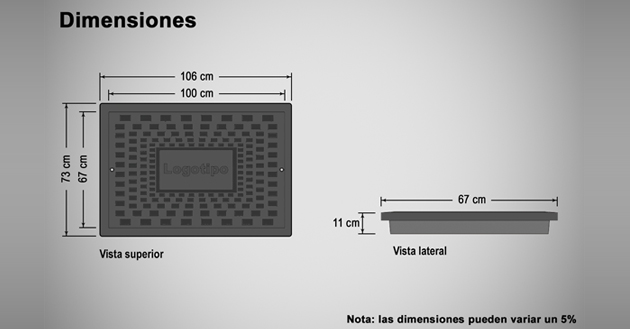 Tapa y marco para registro sanitario de 56x90 (122-01-10)