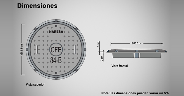 Tapa y aro 84-B para banqueta CFE