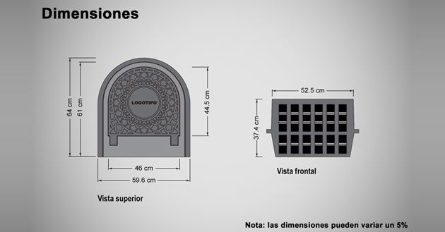 Coladera pluvial de banqueta con extensión y rejilla